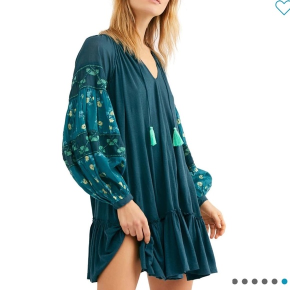 💕x4HP💕Free People mix it up tunic teal dress - Picture 4 of 13